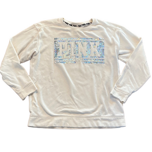 PINK Victoria’s Secret Long Sleeve Top Front Bling White XS